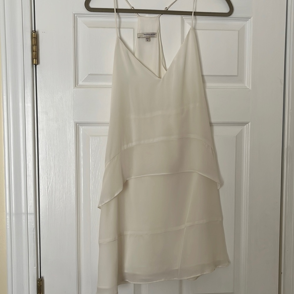 Lavender Brown White Dress